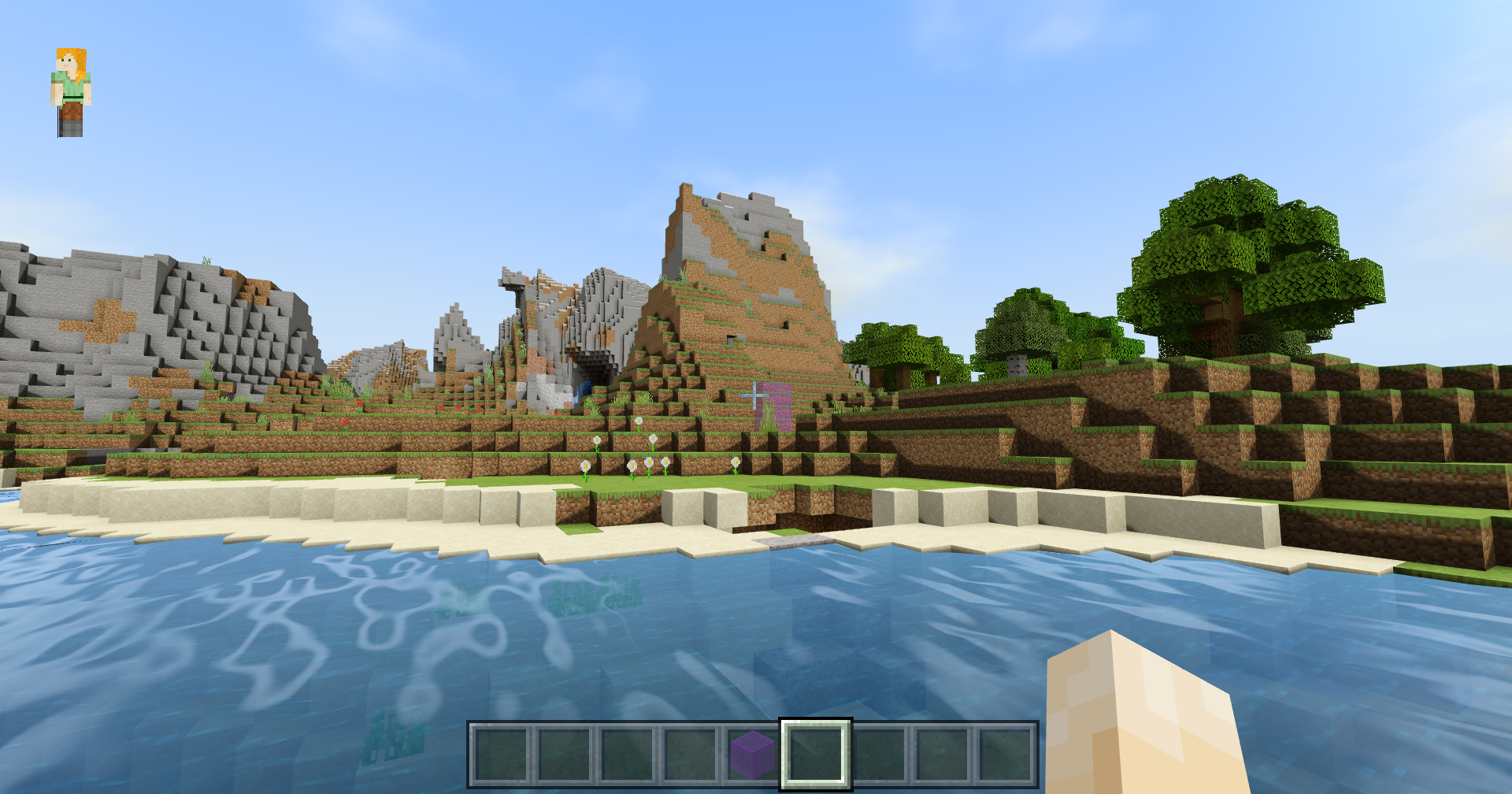 开启了 ESBE 光影的 Minecraft(版本为1.14)